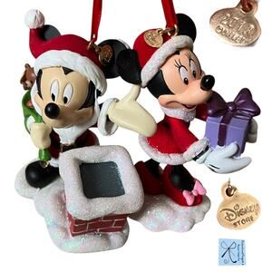 Disney Store 2013 Mickey and Minnie Claus 2-CT Ornaments